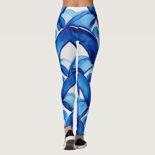 Leggings d'aquarelle bleu Abstrait (Dos)