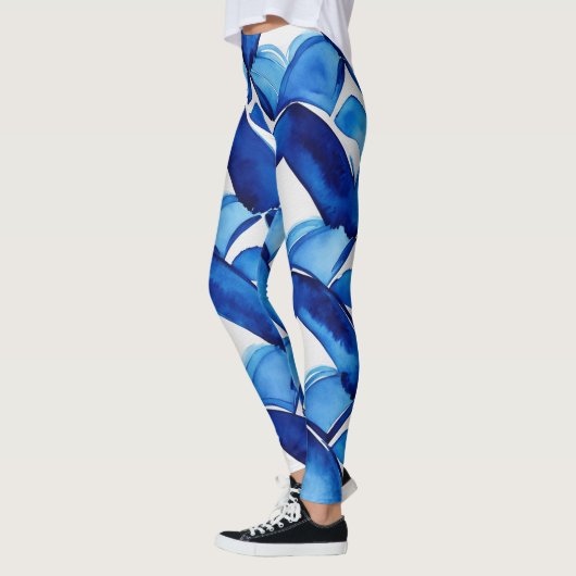 Leggings d'aquarelle bleu Abstrait (Gauche)