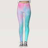 Leggings d'aquarelle rose et Turquoise Abstraite (Devant)