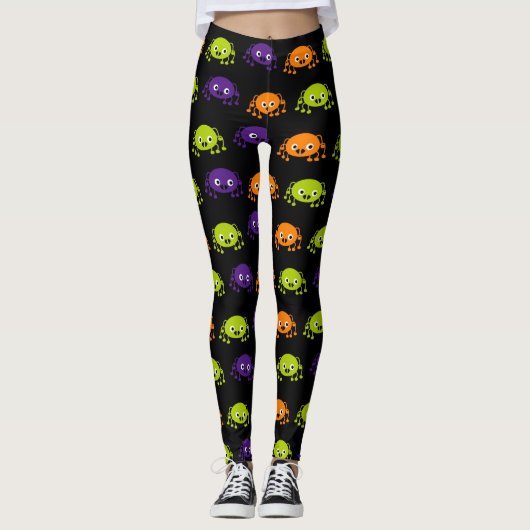 Leggings d'araignée multicolore Halloween (Devant)