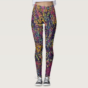 Leggings d'arbre en fleurs de mosaïque stylisée