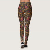 Leggings Dark Baroque Floral with Gold Scrolls (Dos)