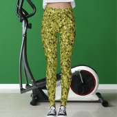 Leggings Dark Brown Pastel Grey Yellow Glitter Pattern Gift