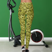 Leggings Dark Brown Pastel Grey Yellow Glitter Pattern Gift