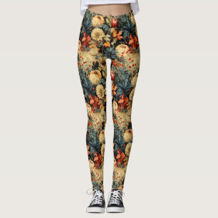 Leggings Dark Cottagecore Automne Floral de Citrouille