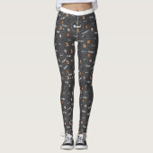 Leggings Dark Grey Pet Lover Kitty Feline Meow Cat Pattern (Devant)