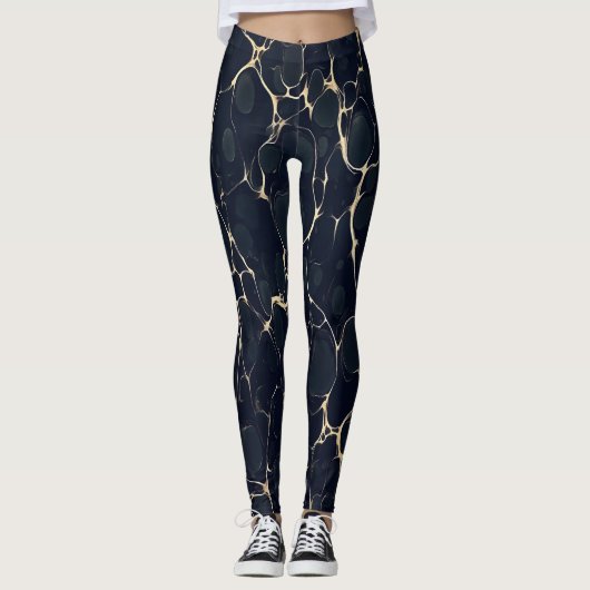 Leggings Dark Marble Pattern Abstract Alcohol Ink Style 1 (Devant)