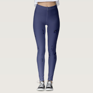 Leggings Dark Ombre Musical Notes marine