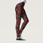Leggings Dark Red Christmas Floral Pattern (Droite)