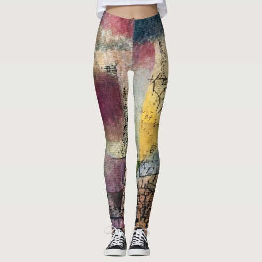 Leggings d'art Abstrait - Style Paul Klee portable (Devant)