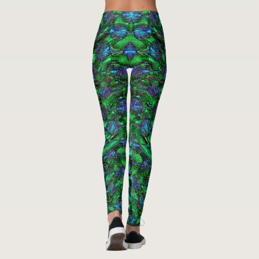 Leggings d'art abstrait vert (Dos)