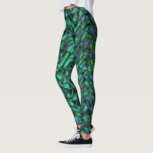 Leggings d'art abstrait vert (Gauche)