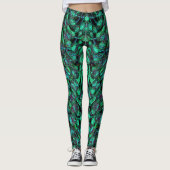 Leggings d'art abstrait vert (Devant)