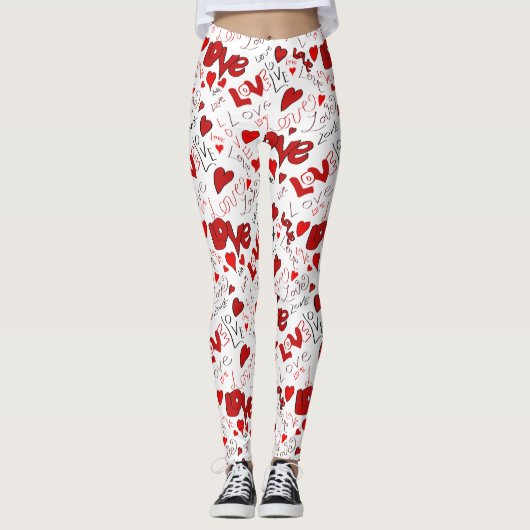 Leggings d'art de texte d'amour (Devant)