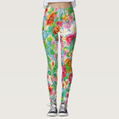 Leggings d'art floral coloré (Devant)