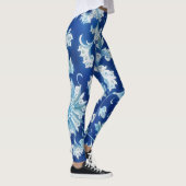 Leggings d'Art Floral de Style Vintage Bleu (Droite)
