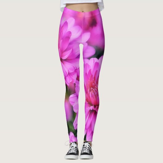 Leggings d'art floral rose (Devant)
