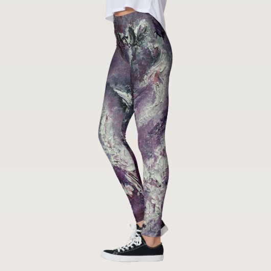 Leggings d'art funky de prune (Gauche)