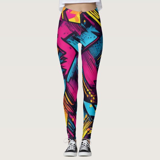 Leggings d'Art Pop Vibrant avec Leggings aux coule (Devant)