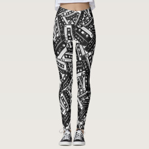 Leggings de bande de cassettes rétro