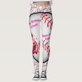 Leggings de baseball pour anniversaire avec cupcak (Devant)