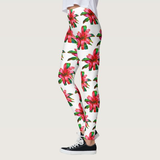 Leggings de broméliade en rouge et blanc (Gauche)