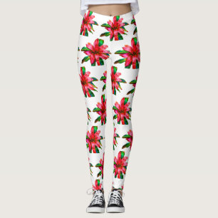 Leggings de broméliade en rouge et blanc