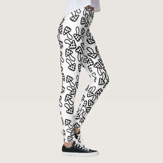 Leggings de champignons noirs et blancs (Droite)