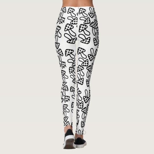 Leggings de champignons noirs et blancs (Dos)