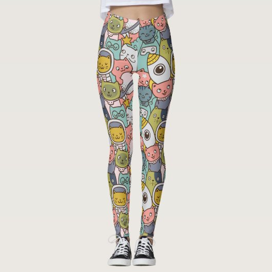 Leggings de chats spatiaux cool (Devant)