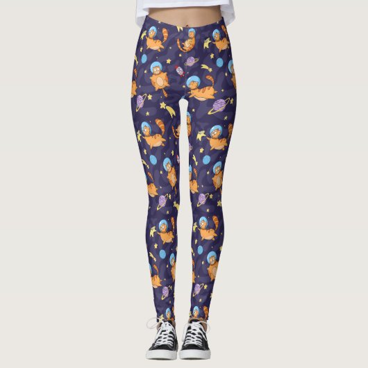 Leggings de chats spatiaux cool (Devant)