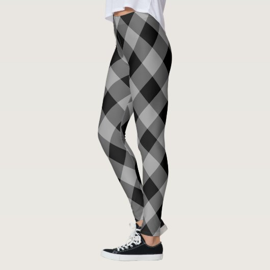 Leggings de chèques noirs et gris (Gauche)
