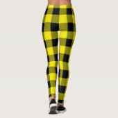 Leggings de chèques noirs et jaunes (Dos)