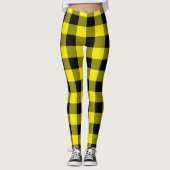 Leggings de chèques noirs et jaunes (Devant)