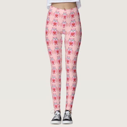 Leggings de Chouette Coeur Rose (Devant)