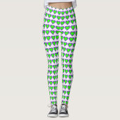 Leggings de coeur pourpre et vert (Devant)