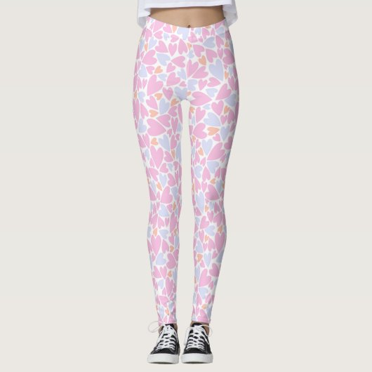 Leggings de coeur rose/bleu clair/orange (Devant)