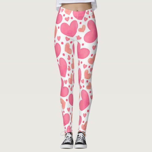 Leggings de Coeurs roses (Devant)
