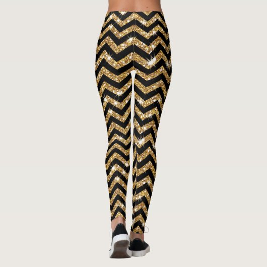Leggings de conception Chevron noir et or (Dos)