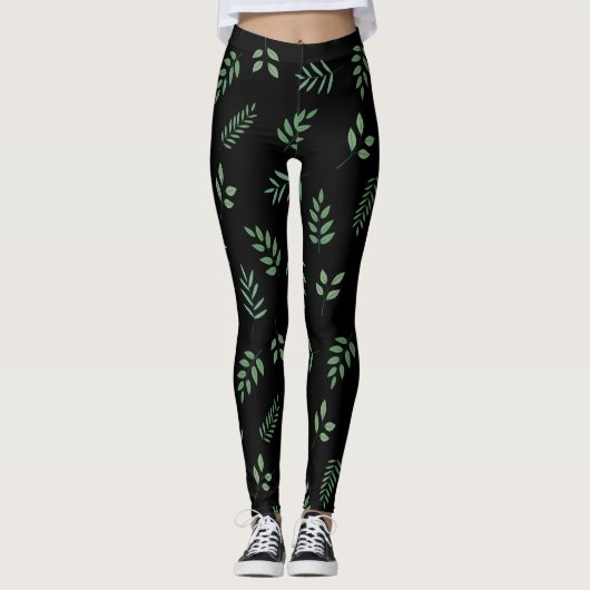 Leggings de conception feuille botanique - tendanc (Devant)