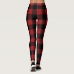 Leggings de contrôle de bisons noirs et rouges<br><div class="desc">Noir Rouge Buffle Plaid Legings Checked Design MIGNED</div>