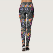 Leggings de crâne de fleurs noires - Mode crâne (Dos)