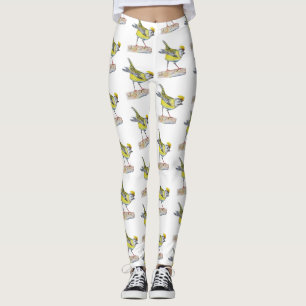 Leggings de dessin d'oiseaux jaunes