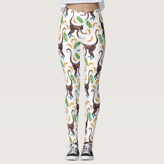 Leggings De doux singes qui jonglent avec des bananes (Devant)