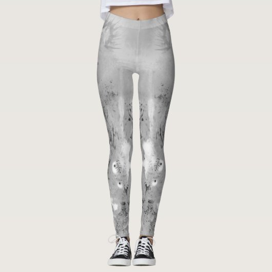 Leggings de dragon en niveaux de gris (Devant)