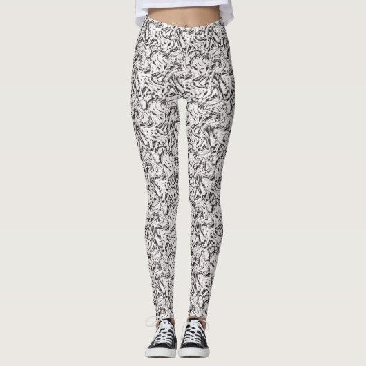Leggings de femmes marbrées noir/blanc (Devant)