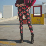 Leggings de feuilles d'érable rouges et noires can<br><div class="desc">Célébrez la fête du Canada et du Canada avec ces légumineuses motifs à feuilles d'érable. La couleur arrière - plan peut être customisée pour correspondre à votre tenue préférée.</div>
