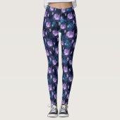 Leggings de fleurs de pivoines violettes (Devant)