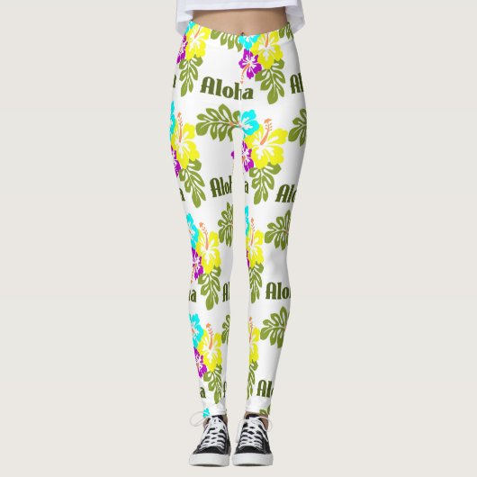 Leggings de fleurs tropicales d'Aloha (Devant)