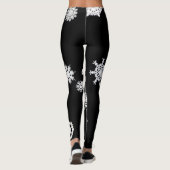 Leggings de flocon de neige noir et blanc (Dos)